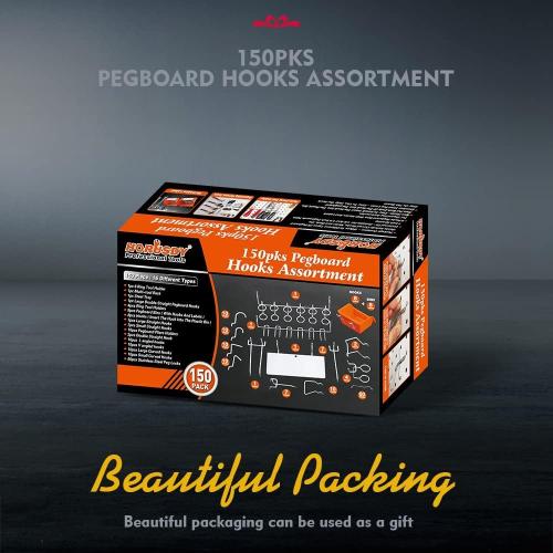 HORUSDY 150 PCS Pegboard Hooks Assortment Kit – 15 Types Heavy Duty Pegboard Accessories with Bins – Fits 1/8 & 1/4 Inch Pegboard Metal Hooks for Garage, Workshop, and Tool Organization