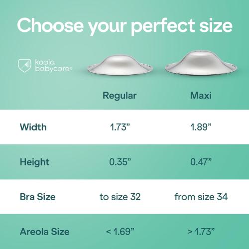 Koala Babycare The Original Nursing Cups 100% Silver – Nipple Shields for Nursing Newborn - Breastfeeding Essentials Protect and Soothe Cracked Nipples - Standard Size