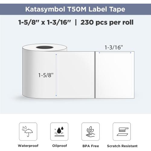 SUPVAN T50M Series Genuine Label Tape, 1-1/2 x 1-1/8, Transparent