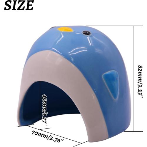 AnRui Ceramic Aquarium Decorations Cute Penguin Fish Tank Hideout Cave Aquarium Accessories Decor Ornaments for Cichlid, Small Fish, Shrimp to Play Hide Breed Habitat, Blue