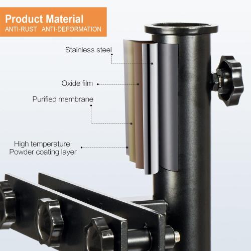 Black 304 Stainless Steel Patio Umbrella Holder, Heavy-Duty Umbrella Deck Mount, for Outdoor Umbrella Holder for Deck Railing,Grille Deck Umbrella Mount (Grille, Black)