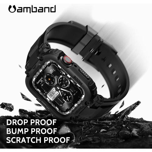 amBand M1 Sport Case Band for Apple Watch Ultra 3/2/1 & SE 3/2/1 & Series 11 10 9 8 7 6 5 4 3 49mm 46mm 45mm 44mm 42mm 41mm 40mm 38mm, Shockproof & Scratch Resistant Rugged Bumper for Men
