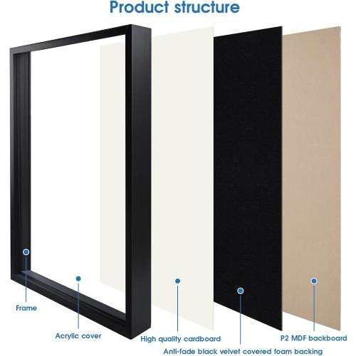 Size 26x37 XL Large Color Black Shadow Box Frame, Jersey Frame Display Case with Grade A Natural Pine Wood Acrylic Front Jersey Frame for Hockey Soccer Basketball Football Uniform Shirts, Black