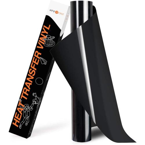 HTVRONT HTV Heat Transfer Vinyl Roll- 12 x 8ft Black HTV Vinyl for Shirts, Iron on Vinyl for All Cutting Machine - Easy to Cut & Weed for Iron Design (Black)