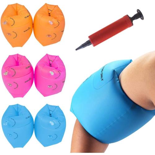 6 Pack Kids & Adult Swimming Arm Float Rings, PVC Inflatable Swim Arm Bands Sleeves