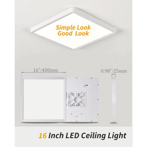 Square Led Flush Mount Ceiling Light,16 Inch 40w 3820lm led Light 3000k,4000k,6000k CCT Selectable,Flat Panel Super Slim Led Ceiling Light Fixture,for Living Dining Kitchen Bedroom Room (2Pack-White)