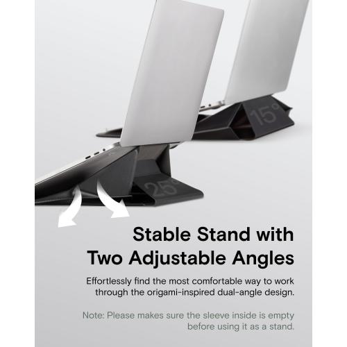 MOFT Laptop Carry Sleeve, 2-in-1 Laptop Bag & Stand for 14 MacBook Air/Pro & Dell/HP/Lenovo/Asus, Stylish Slim Computer Sleeve Bag with Expandable Storage for Computer Accessories, Night Black