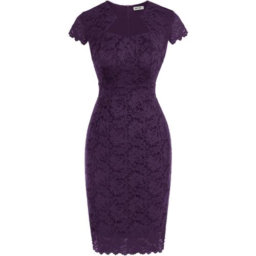 GRACE KARIN Cocktail Dress for Women Cap Sleeve Lace Dress for Wedding Guest Business Casual Dresses