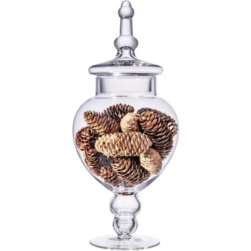 Large Glass Apothecary Jars with Lid, Clear Glass Candy Jar for Candy Buffet, Decorative Glass Jar for Party, Wedding and Home Decor, Elegant Glass Candy Canister (Height: 15, Diameter: 6.3)