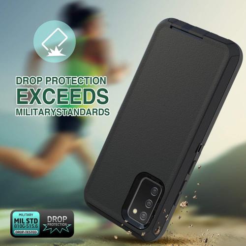 Case for Galaxy A02S, Heavy-Duty Tough Rugged Shockproof Drop Protective Cover Cases for Samsung Galaxy A02S, Black