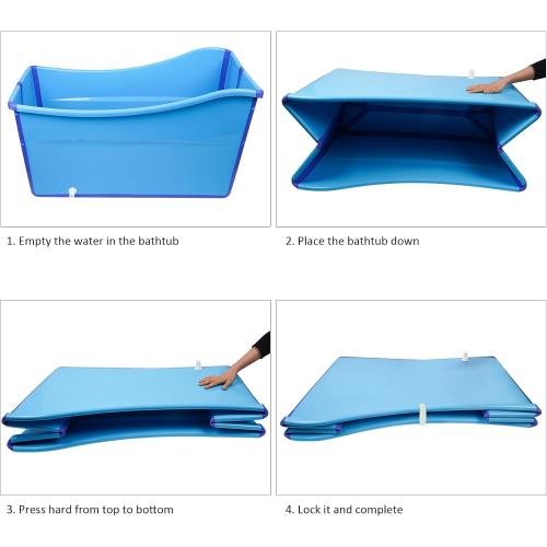 BLUE Large Size Portable Ice Bath Tub for Toddler Teenager Twins Pets and Small Adults, Foldable Ice Bath Tub for Both at Home and On The Go (Blue)