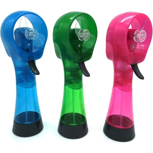 Water Misting Fans Portable Personal Handheld Spray Fan Cooling Outdoor Cooler, Pack of 3 (Blue/Green/Pink)