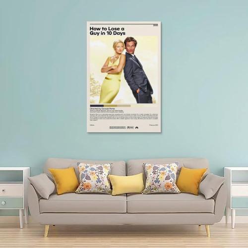 VALKEM How to Lose A Guy in 10 Days Movie Poster Vintage Minimalist Poster 90s Canvas Wall Art Room Aesthetic Decor Posters 12x18inch(30x45cm), Unframe-style-6