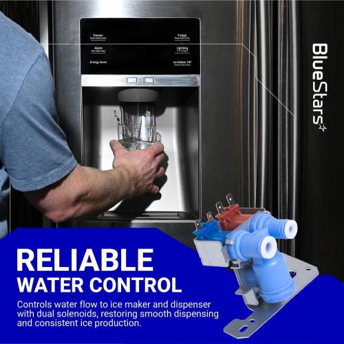 BlueStars Upgraded WR57X10051 Refrigerator Dual Inlet Water Valve - Compatible with G.E, Hotpoint & Kenmore Refrigerators - Replaces WR57X10040 AP3672839 PS901314 IMV513 WR2X10105