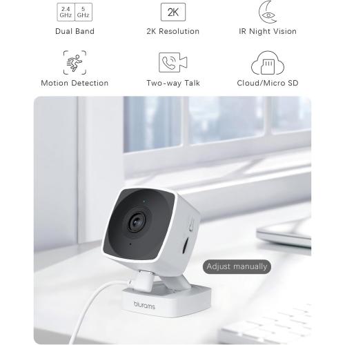 blurams 5GHz Cameras for Home Security, 2K Security Camera Indoor, Pet Camera with Phone App, Indoor Camera w/AI Motion Detection, 2-Way Audio, Compatible with Alexa&Google Home, WiFi 6