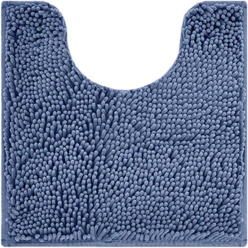 Reyox Chenille Toilet Rug U Shaped Bath Mat Misty Blue 19.7x15.7 | Non Slip Rubber Bottom, Absorbent Quick Dry Shaggy Bathroom Rug, Machine Washable Contour Bath Rugs for Toilet