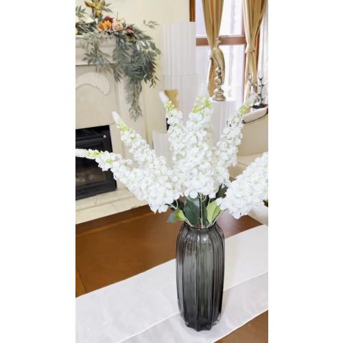 IPOPU 4PCS White Snapdragon Artificial Flowers Delphinium Artificial Silk Flowers Long Stem Hyacinth Fake Flowers for Wedding Home Outdoor Party Floral Arrangement Centerpiece Table Decoration (White)