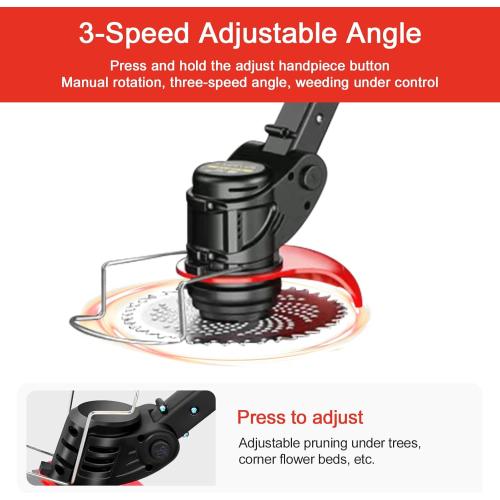 Weed Wacker Battery Operated, 21V 2Ah Battery Powered Weeder String Trimmer with 2 Batteries and 3 Blades, Weeder Lightweight Powerful Weeder Battery Powered for Yard and Garden Weeder (Black)