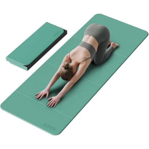 Foldable Yoga Mat Extra Thick & Large (74 x 31.5 x 0.32), Double-Sided Non Slip & Lightweight Fitness Mat, 8mm Thick Wide Exercise Mats for Woman Man Kids, Portable Workout Mats for Travel, Studio or Home Use