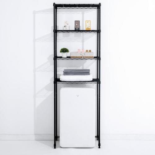 4 Tier Mini Fridge Shelf Adjustable Height Storage Shelf Metal Storage Rack Mini Fridge and Microwave Stand for Dorm, Kitchen, Office, Black