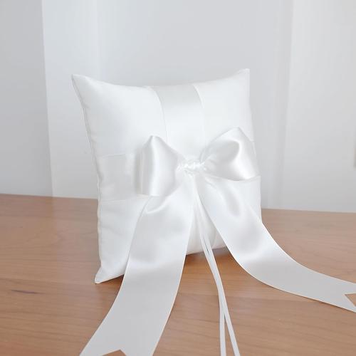 ATAILOVE Wedding Ring Pillow, Ivory Lovely Ring Bearer Pillow Cushion for Wedding Party 7.5'' x 7.5''