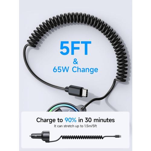 77W Bluetooth 5.4 FM Transmitter Car Adapter [PD3.0 65W 12W Fast Charging] Bluetooth Car Adapter [Deep Bass&Lossless Call Sound] Radio Bluetooth Transmitter for Car HiFi Mic & Colors LED Display