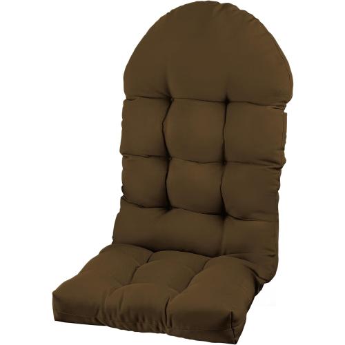Brown Adirondack Chair Cushion, Rocking Chair Cushion, High Back Patio Cushions of Upper and Lower with Ties, Sunscreen and Fade-Resistant (Brown, 1)