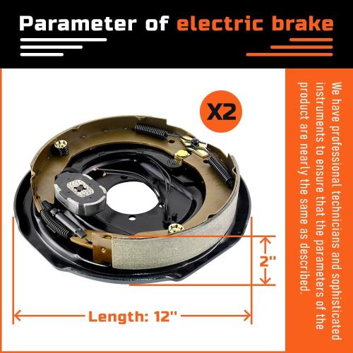 12 x 2 Electric Trailer Brake Assembly,Electric and Hydraulic Trailer Brakes Kit Replacement for 5200lbs,6000lbs,7000lbs Axle Trailer 1 Pair - 023-180-00/023-181-00