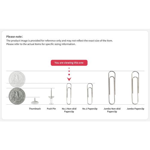 PAPERPAL Paperclips for Office School & Personal Use, #1 Nonskid Paper Clip (1-2/7), 600 Medium Paper Clips (6 Boxes of 100 Each), Silver