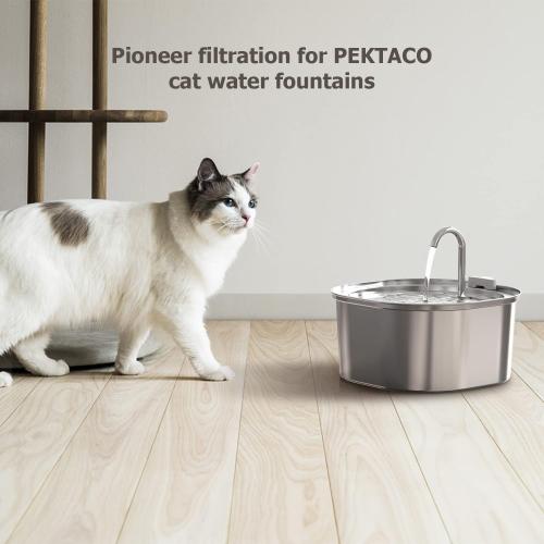 PEKTACO Cat Water Fountain Filters Replacement & Pre-Filter Sponges for 3.2L/108oz Automatic Pet Fountain, Dog Water Dispenser (3 Filters 3 Sponges)