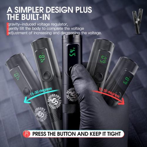 Dragonhawk X4 Tattoo Gun Wireless Tattoo Pen Machine with Two Replacement Batteries Coreless Motor by Mcore Lightweight Slim Great for Women Artists