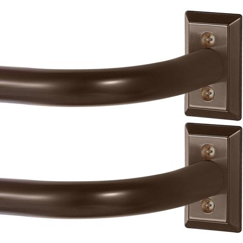 TVWOO Bronze Wrap Around Curtain Rods 2Pack:Blackout Adjustable Window Curtain Rod,Room Darkening Heavy Duty Curved French Metal Single Drapery Rods for Bedroom Kitchen Easy Install,Brown 28-48 Inch