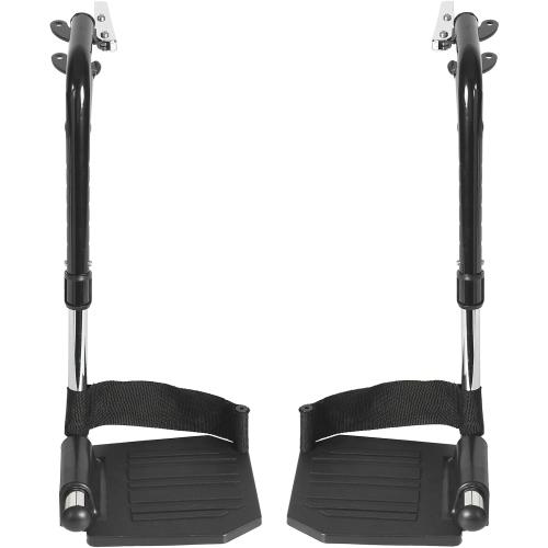 Universal Wheelchair Footrest Replacement - Adjustable Composite Footboard & Heel Loop, Foldable Comfort Support, Affordable, Black, Lightweight, Easy Installation
