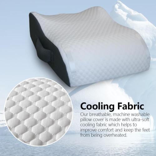 White & Grey Leg Elevating Pillow Leg Elevation Pillow for Legs/Knee/Ankle Post Surgery Memory Foam Cooling Fabric Eases Legs/Feet/Calves Pressure Speeds Post Surgery Recovery