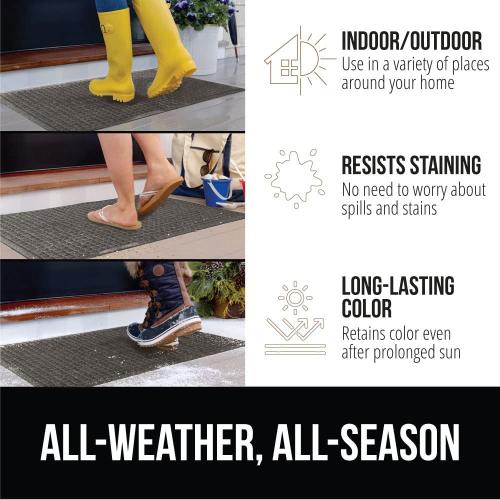 GORILLA GRIP® Ultra Absorbent Front Door Mat Outside Entrance, Traps Dirt, HydroABSORB Doormat Holds 2.75 Cups Water, Stain and Fade Resistant Welcome Mat, Indoor Outdoor Entry Rug, Charcoal