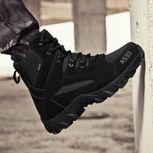 QUH Winter Snow Boots Waterproof Military Training Fur Lined Anti Slip Warm Boots Thickened Cotton Walking Ankle Boots For Man SIZE 43