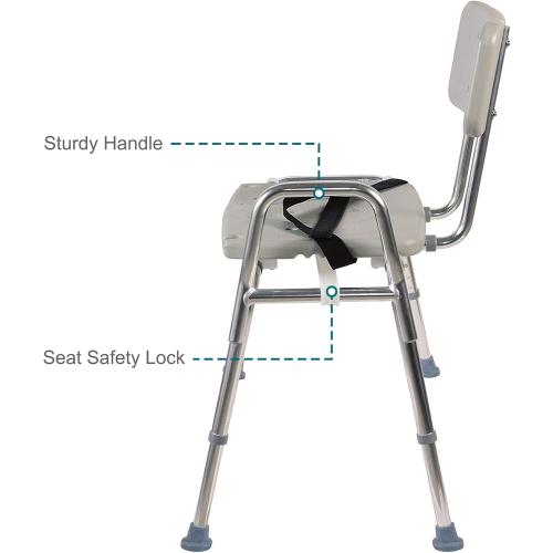 Color Silver DMI Tub Transfer Bench and Shower Chair with Non Slip Aluminum Body, FSA Eligible, Adjustable Seat Height and Cut Out Access, Holds Weight up to 400 Lbs, Bath and Shower Safety, Transfer Bench