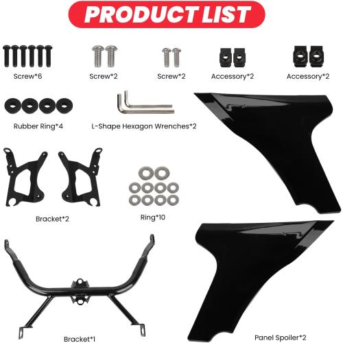 Side Panel Fairing Kit compatible with Harley Davidson CVO Road Glide FLTRXSE/FLTRXSTSE 2023-2025, Gloss Black Unpainted Spoilers Cover Support Bracket Kit,No-Drill