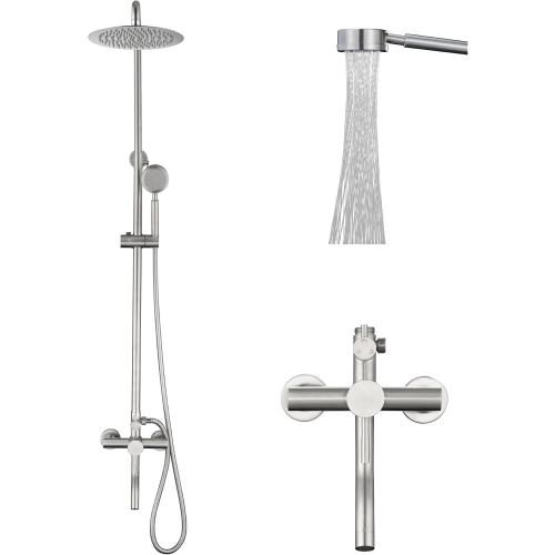 Shower Faucet - Shower Faucets Sets Complete, Shower System - Outdoor Shower Kit/Outdoor Shower Enclosure/Outdoor Shower Fixtures W/ SS304 Shower Head & Handheld High Pressure, Brushed Nickel