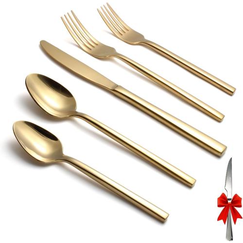 Silverware Set for 4,20 Pieces Forged Stainless Steel Flatware Set Cutlery Set,Heavy Duty and Modern Desgin,Fancy Tableware Cutlery Set for Home,Restaurant,Mirror Polished,Dishwasher Safe