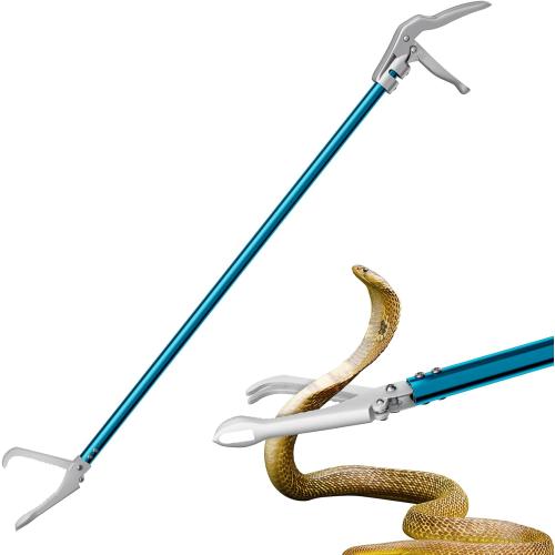 Size 60 Snake Tongs, Professional Aluminum Alloy Standard Reptile Grabber Rattle Snake Catcher Wide Jaw Handling Tool
