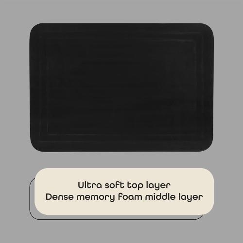 OEKO TEX Memory Foam Bathroom Rugs - 17 x 24 Inch (Elle Black) - Ultrasoft Non Slip Bath Mat for Bathroom Floor, Shower, Bedroom & Kitchen - Quick Dry Washable Dense Memory Foam Bath Mat Shower Rug