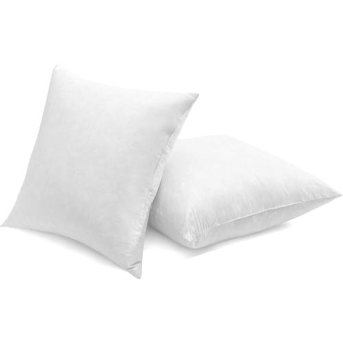 Luxury Goose Down Feather Pillow Inserts - 20x20IN, Double Layered Down-Proof Design, Ultra-Soft Cover, High Fill Weight, Pack of 2, White