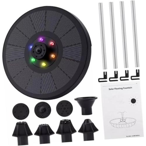 1 Set Solar Fountain Pump with LED Light Solar Powered Floating Fountain for Garden Pool Bird Bath Automatic Water Circulation Decoration Efficient Outdoor Water Feature