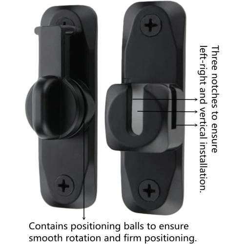 Flip Door Latch Black 180 Degree Heavy Duty Bar Gate Latches Safety Door Lock, Bold Thickened Anti-Rust Update Design (90-180Filp Door Latch)