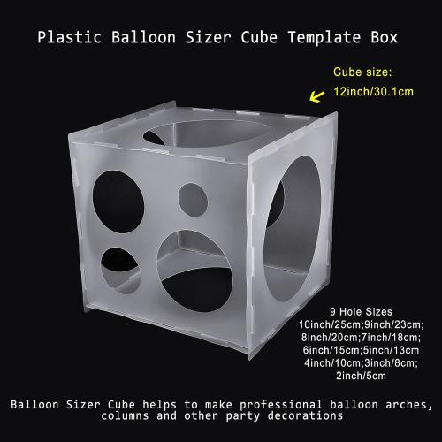 Auihiay 2-10 Inch Collapsible Plastic Balloon Sizer Box Cube, Balloon Size Measurement Tool for BalloonDecorations, BalloonArches, BalloonColumns