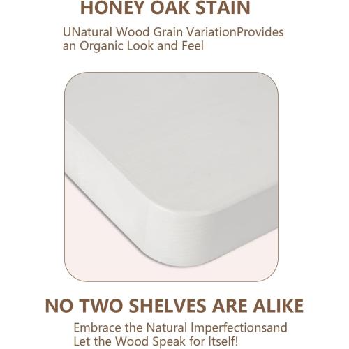Solid Wood Floating Shelves for Wall, 17Inch Floating Shelves Set of 2, Hanging Shelf with Invisible Brackets, Wood Shelves for Living Room, Bedroom, Kitchen, White