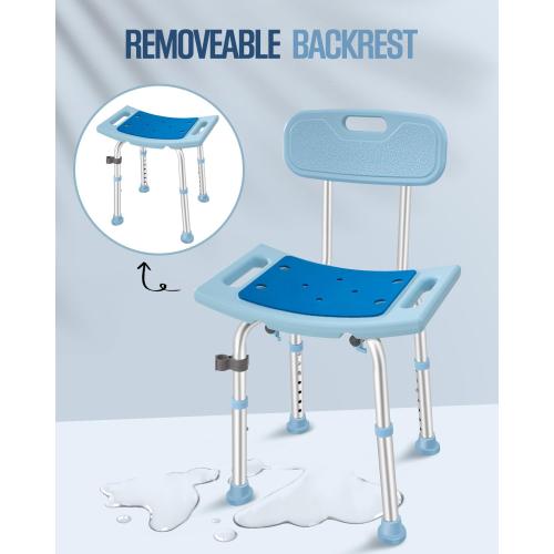 Shower Chair for Inside Shower with Removable Back, Adjustable Shower Stool