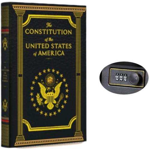 Fake Book Box - Small Safe Box with Combination Lock - Hidden Safe in Plain Sight - Diversion Safes - Secret Safes (Constitution) (Large)