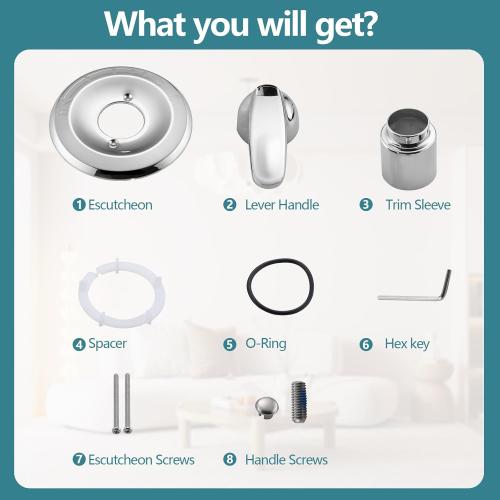 Shower Trim Kit Compatible with Delta 13/14 Series, Shower Cover Plate with Handle (Valve& Catridge Not Inclued), Chrome